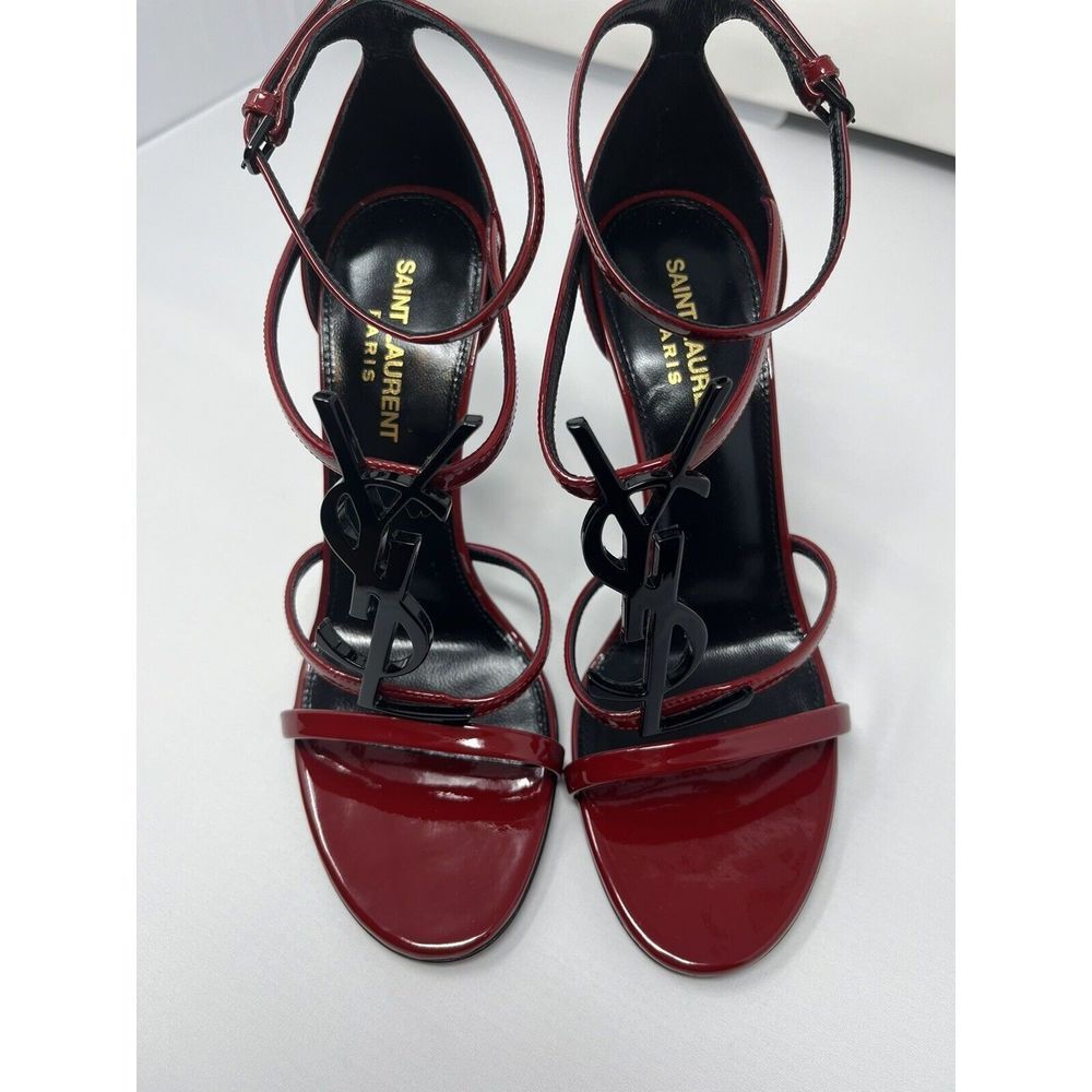 CASSANDRA YSL Saint Laurent Red Hot Patent Leather Stiletto Sandals EU 40 US 10 - Picture 6 of 15